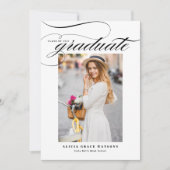 黒エレガント書写真卒業 招待状 (正面)