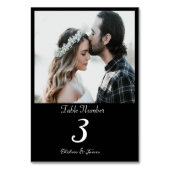 黒エレガント書写真結婚のカスタム テーブルナンバー (裏面)