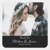 黒エレガント書写真結婚様 スクエアシール (正面)