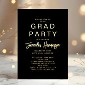 黒エレガント書卒業パーティー金ゴールド 箔招待状