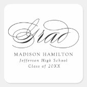 黒エレガント書卒業 スクエアシール (正面)