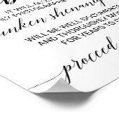 黒エレガント書注意開いたバー標識 ポスター (角)