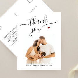 黒エレガント書洗礼写真感謝 ポストカード