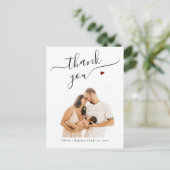 黒エレガント書洗礼写真感謝 ポストカード (スタンド正面)