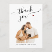 黒エレガント書洗礼写真感謝 ポストカード (正面)