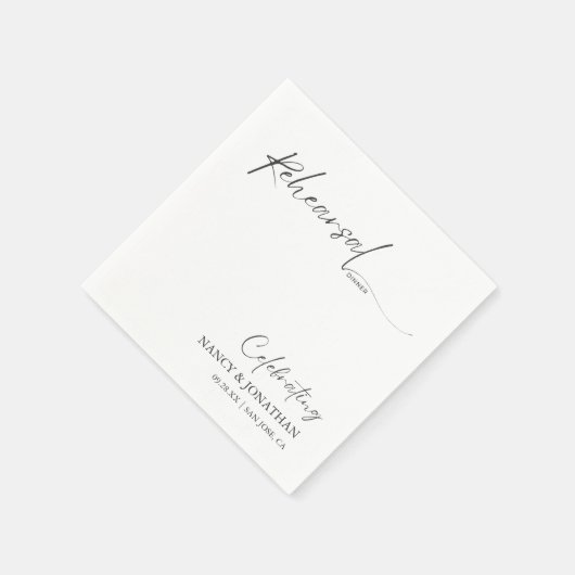 黒エレガント書白リハミニマルーサル スタンダードカクテルナプキン (角)