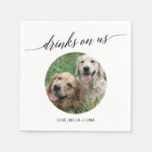 黒エレガント書結婚の犬カクテル スタンダードカクテルナプキン (正面)