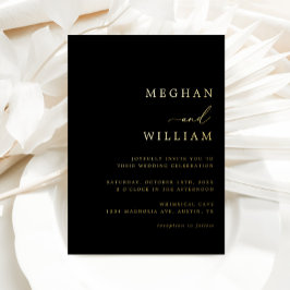 黒エレガント書結婚の金ゴールド 箔招待状