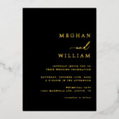 黒エレガント書結婚の金ゴールド 箔招待状 (正面)