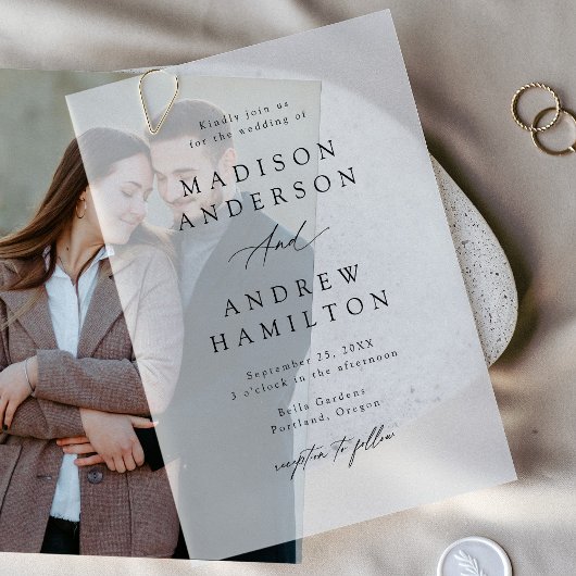 黒エレガント書結婚の ベラム紙招待状