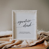 黒エレガント書署名ドリンク看板 ポスター