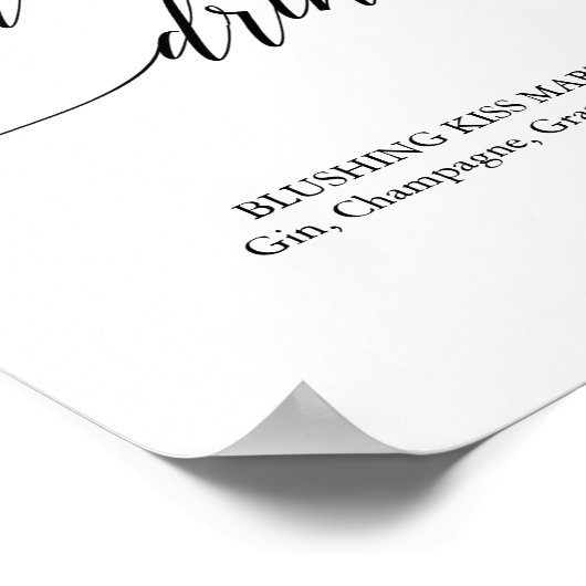 黒エレガント書署名ドリンク看板 ポスター (角)