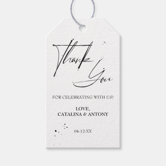 黒エレガント書道ありがとうメッセージカード ギフトタグ (正面)