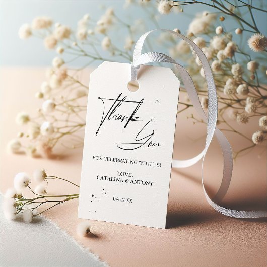 黒エレガント書道ありがとうメッセージカード ギフトタグ