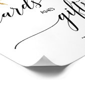 黒エレガント書道フローラカードとギフトサイン ポスター (角)