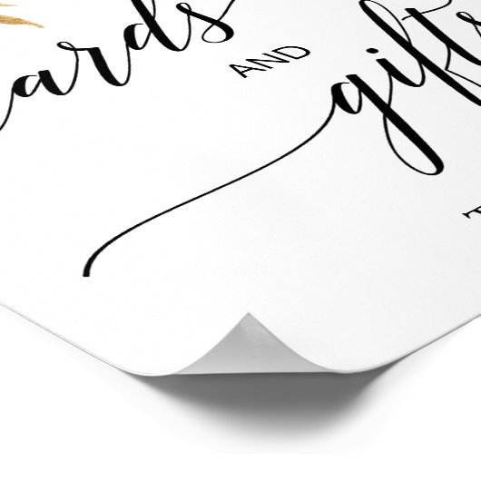 黒エレガント書道フローラカードとギフトサイン ポスター (角)