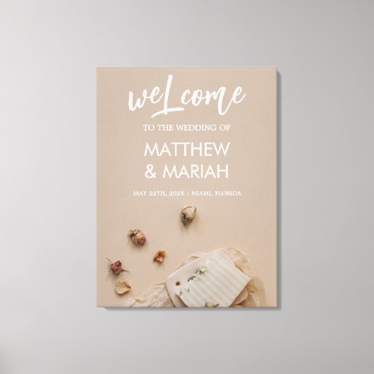 黒エレガント書道フローラ結婚歓迎 キャンバスプリント (正面)