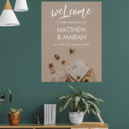 黒エレガント書道フローラ結婚歓迎 ポスター