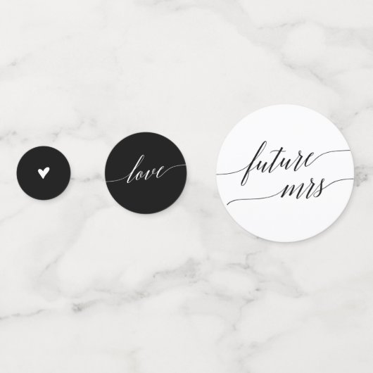 黒エレガント書道ブライダルシャワー表 コンフェッティ (裏面)