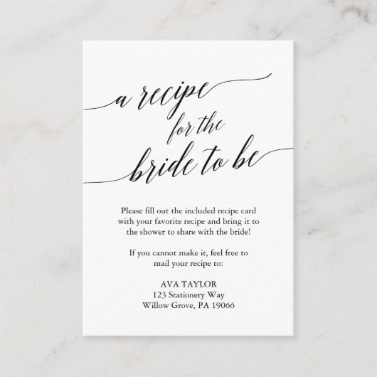 黒エレガント書道レシピカード挿入 エンクロージャーカード (正面)