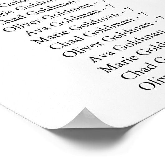 黒エレガント書道旅行座席表 ポスター (角)