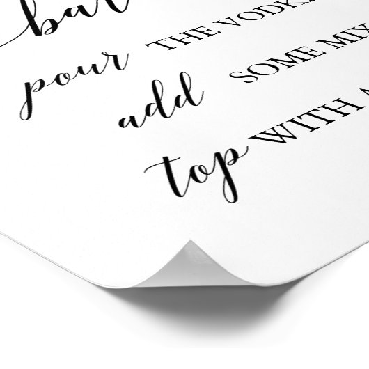 黒エレガント書道血メアリーバー標識 ポスター (角)