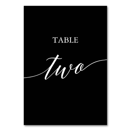 黒エレガント書道表2 テーブルナンバー (正面)
