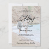 黒エレガント書道 |暗い写真結婚のイン 招待状 (正面)