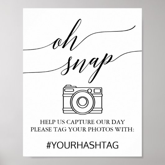 黒エレガント書道Ohスナップ記号 ポスター (正面)