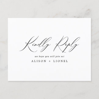 黒エレガント書道RSVP ポストカード