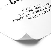 黒エレガント書開バー標識 ポスター (角)