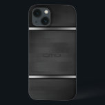 黒エレガント木フェイク材ストライプ銀アクセント iPhone 13ケース<br><div class="desc">銀エレガント色フェイクのアクセント付ストライプきの黒木の私のもしデザインの救済カスタマイズ、ArtOnWearデザイ連絡ナーが必要だ。要求により利用できるライブの無料の救済文字フォーマット。</div>
