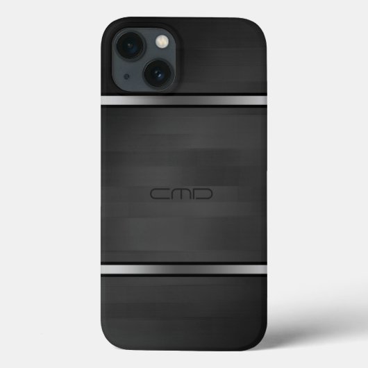 黒エレガント木フェイク材ストライプ銀アクセント Case-Mate iPhoneケース (裏面)