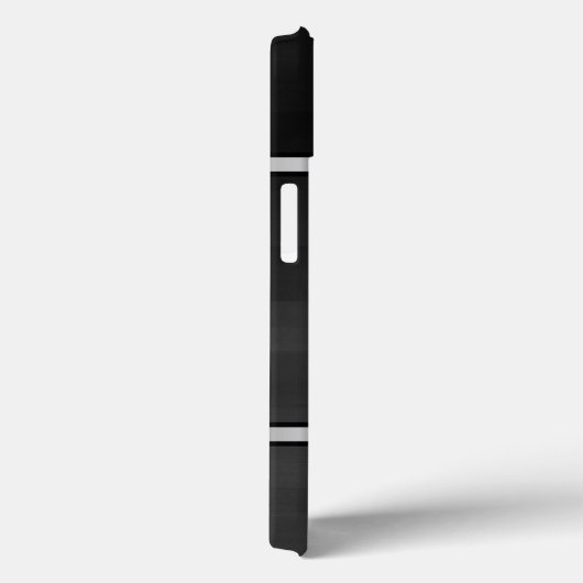 黒エレガント木フェイク材ストライプ銀アクセント Case-Mate iPhoneケース (裏面 / 右)