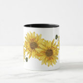 黒エレガント木目とヒマワリのマグカップ マグカップ (中央)