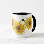 黒エレガント木目とヒマワリのマグカップ マグカップ (正面右)