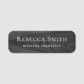 黒エレガント木目の外観の名前とタイトル 名札 (正面)