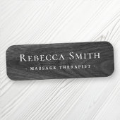 黒エレガント木目の外観の名前とタイトル 名札