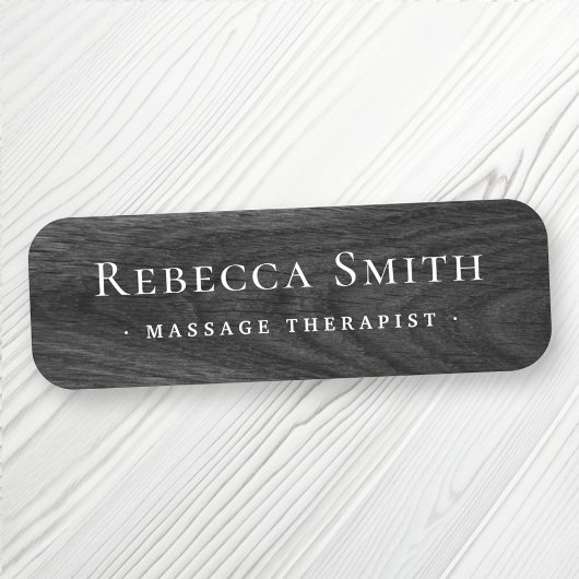 黒エレガント木目の外観の名前とタイトル 名札