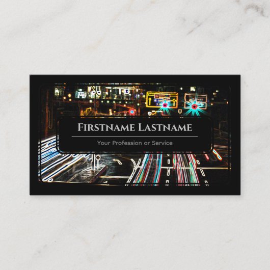 黒エレガント枠のネオンライト 名刺 (正面)