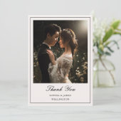 黒エレガント枠の書道写真結婚の サンキューカード (スタンド正面)