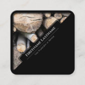 黒エレガント枠の木製スタイルの木材スタック スクエア名刺 (正面)