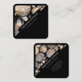 黒エレガント枠の木製スタイルの木材スタック スクエア名刺 (正面/裏面)