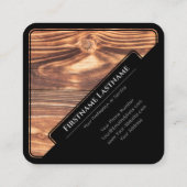 黒エレガント枠の木製スタイル木目 スクエア名刺 (裏面)