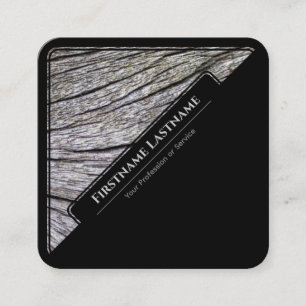 黒エレガント枠の木製スタイル木目 スクエア名刺