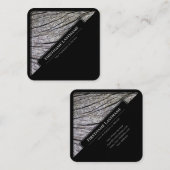黒エレガント枠の木製スタイル木目 スクエア名刺 (正面/裏面)