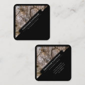 黒エレガント枠の木製スタイル木目 スクエア名刺 (正面/裏面)