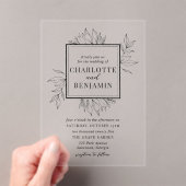 黒エレガント植物体結婚枠 アクリル招待状 (インサイチュ (ポータブル))