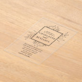 黒エレガント植物体結婚枠 アクリル招待状 (レイダウン)