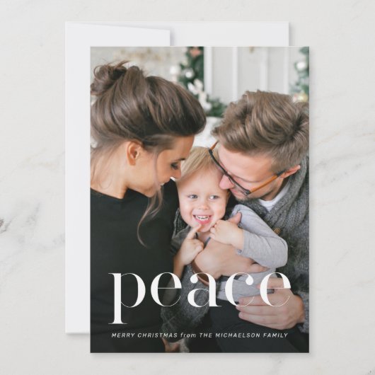 黒エレガント植物写真クリスマスカード 招待状 (正面)